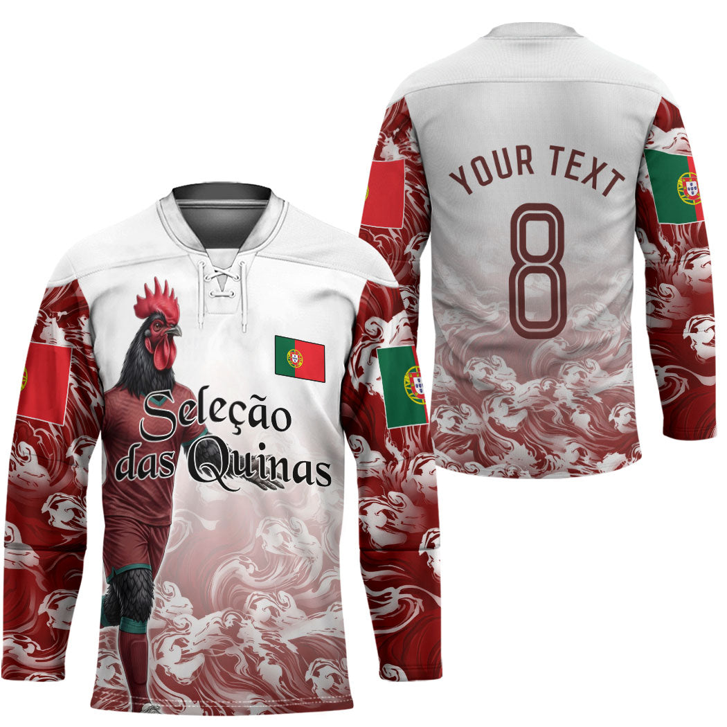 Personalized Portugal Football Selecao das Quinas Hockey Jersey Rooster Mascot Patriotic Ornate