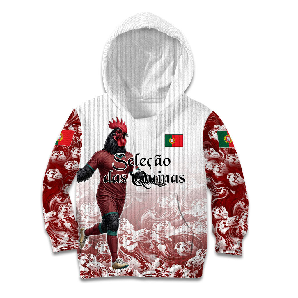 Personalized Portugal Football Selecao das Quinas Kid Hoodie Rooster Mascot Patriotic Ornate