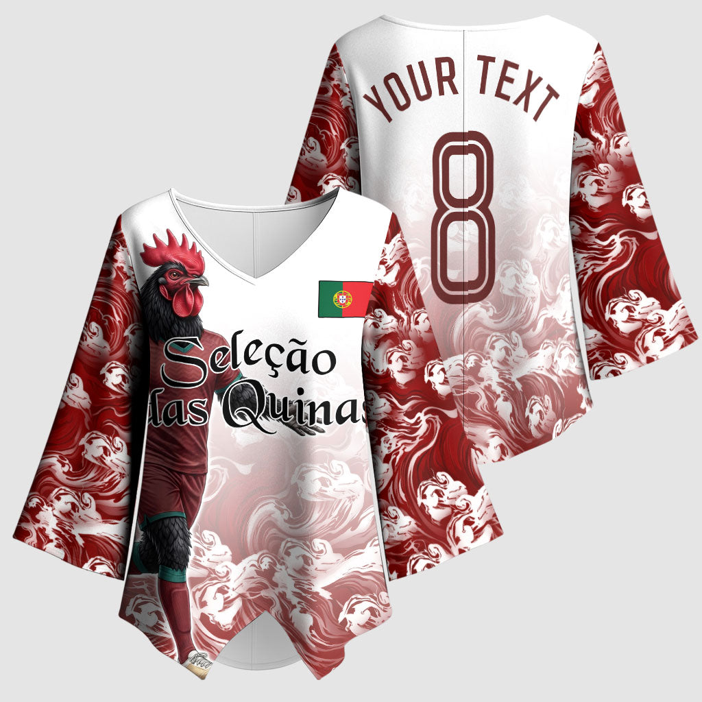 Personalized Portugal Football Selecao das Quinas Kimono Sleeve Blouse Rooster Mascot Patriotic Ornate