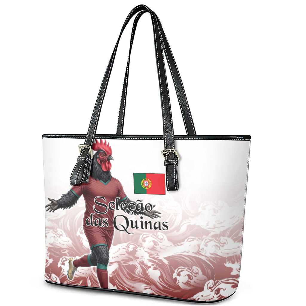 Portugal Football Selecao das Quinas Leather Tote Bag Rooster Mascot Patriotic Ornate