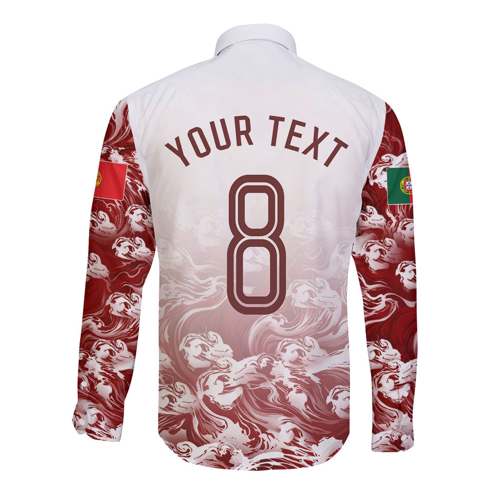 Personalized Portugal Football Selecao das Quinas Long Sleeve Button Shirt Rooster Mascot Patriotic Ornate