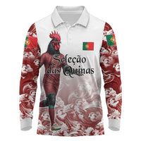 Personalized Portugal Football Selecao das Quinas Long Sleeve Polo Shirt Rooster Mascot Patriotic Ornate