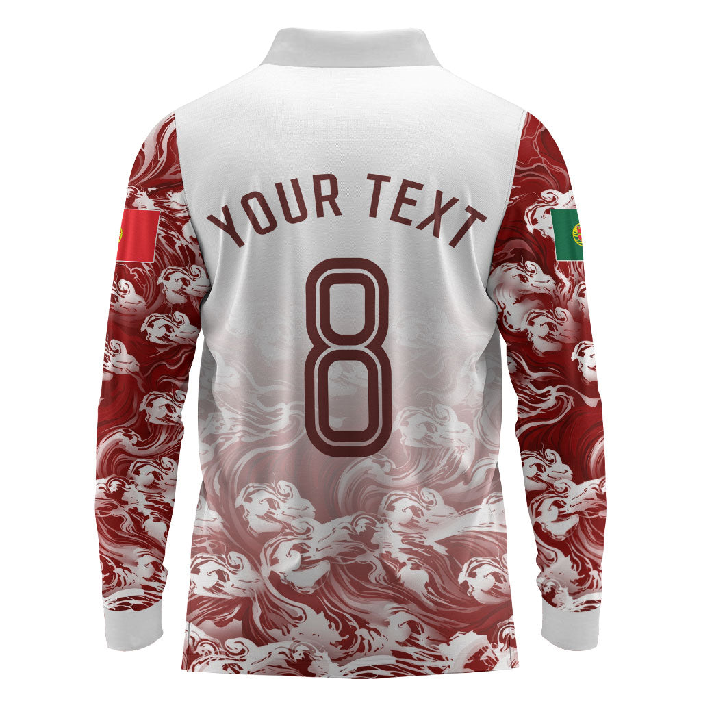 Personalized Portugal Football Selecao das Quinas Long Sleeve Polo Shirt Rooster Mascot Patriotic Ornate