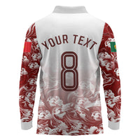 Personalized Portugal Football Selecao das Quinas Long Sleeve Polo Shirt Rooster Mascot Patriotic Ornate