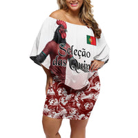 Personalized Portugal Football Selecao das Quinas Off Shoulder Short Dress Rooster Mascot Patriotic Ornate