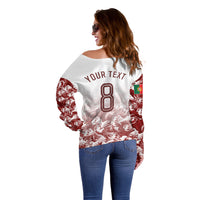 Personalized Portugal Football Selecao das Quinas Off Shoulder Sweater Rooster Mascot Patriotic Ornate