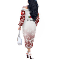 Portugal Football Selecao das Quinas Off The Shoulder Long Sleeve Dress Rooster Mascot Patriotic Ornate