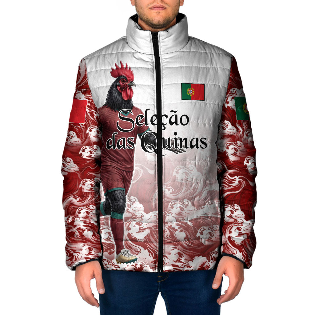 Personalized Portugal Football Selecao das Quinas Padded Jacket Rooster Mascot Patriotic Ornate