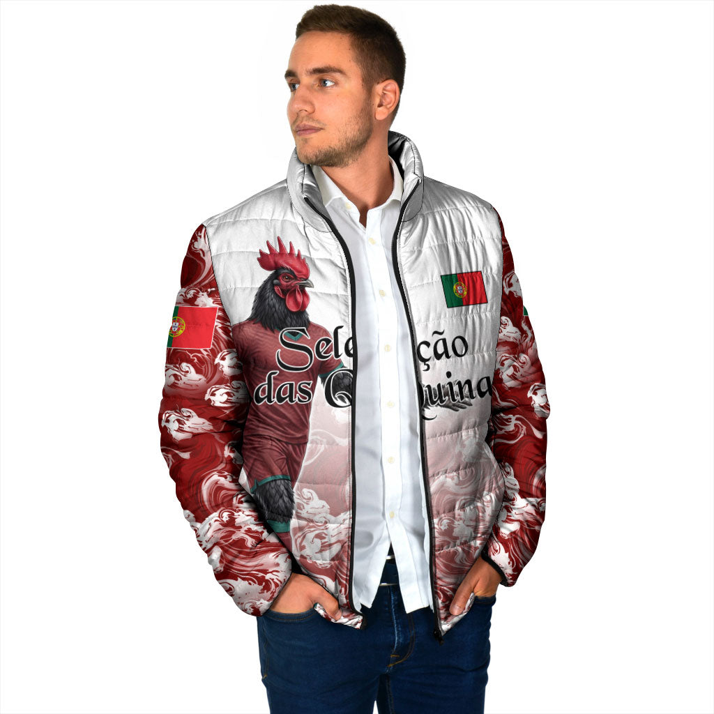 Personalized Portugal Football Selecao das Quinas Padded Jacket Rooster Mascot Patriotic Ornate