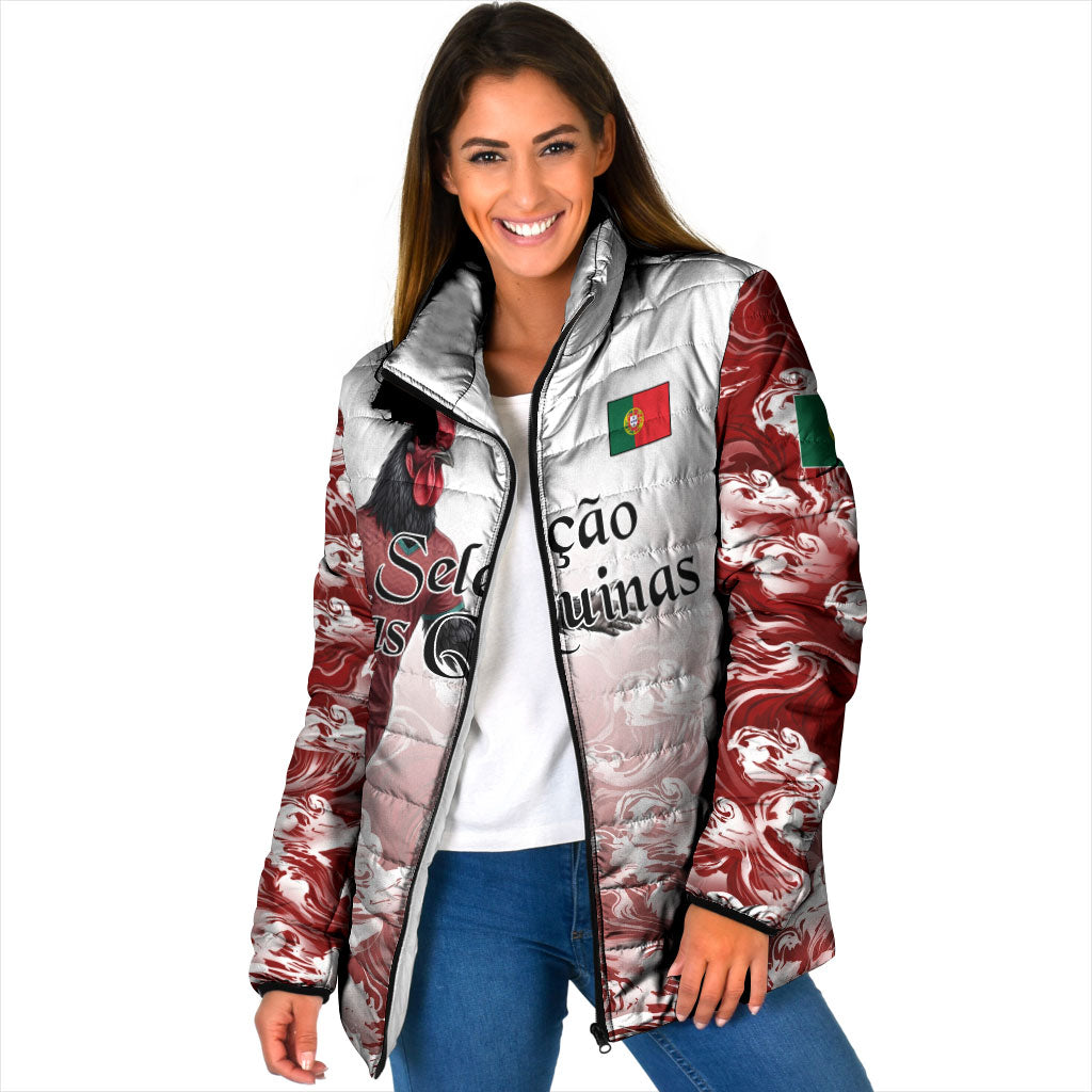 Personalized Portugal Football Selecao das Quinas Padded Jacket Rooster Mascot Patriotic Ornate