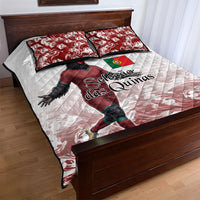 Portugal Football Selecao das Quinas Quilt Bed Set Rooster Mascot Patriotic Ornate