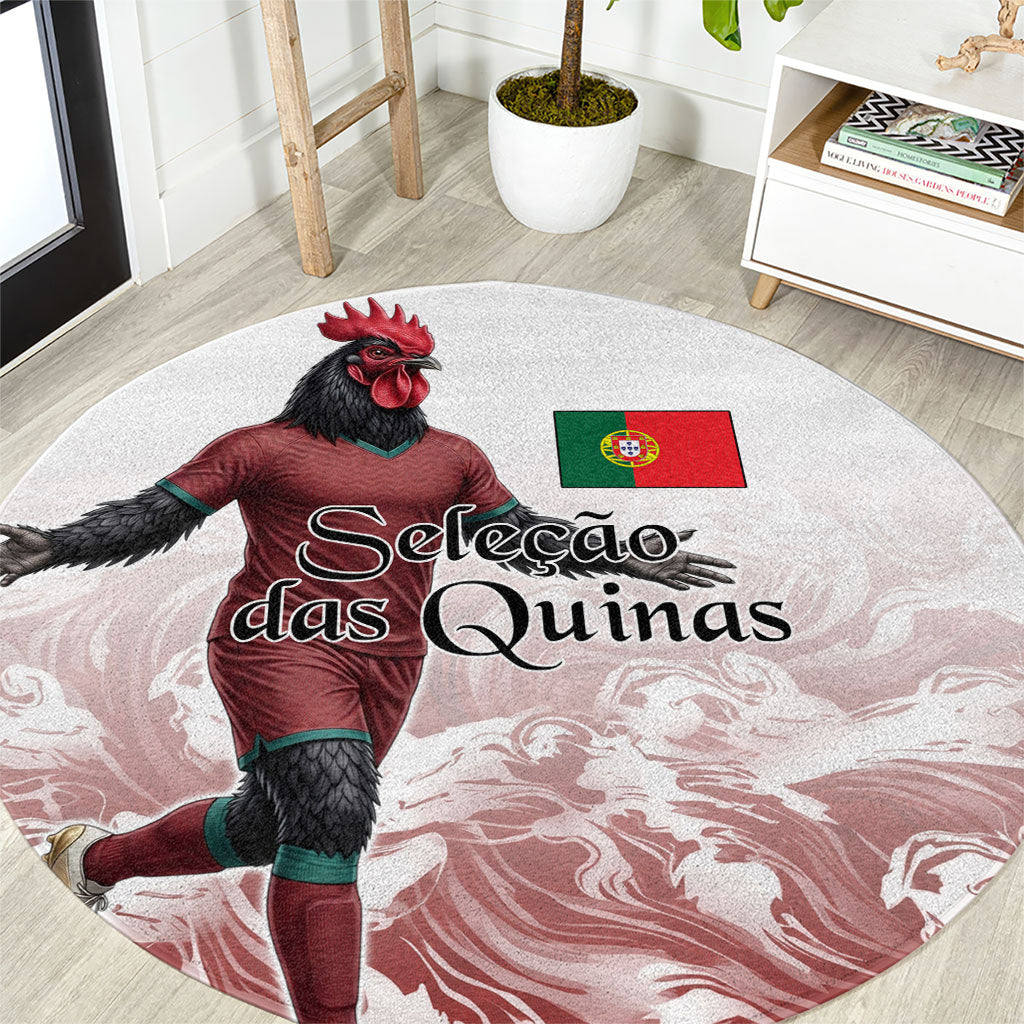 Portugal Football Selecao das Quinas Round Carpet Rooster Mascot Patriotic Ornate