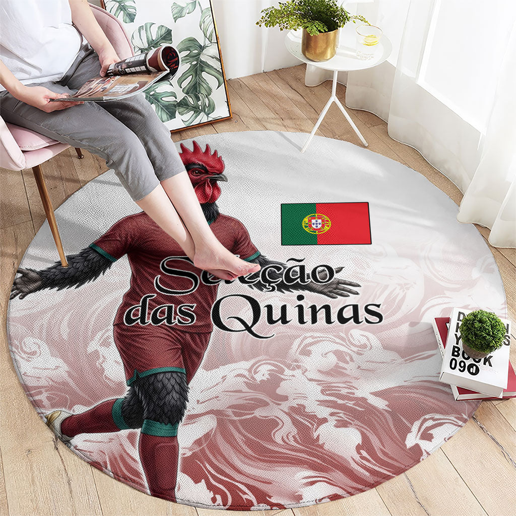 Portugal Football Selecao das Quinas Round Carpet Rooster Mascot Patriotic Ornate