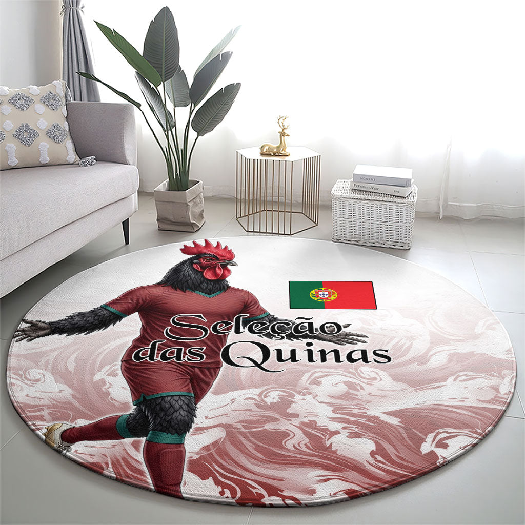 Portugal Football Selecao das Quinas Round Carpet Rooster Mascot Patriotic Ornate