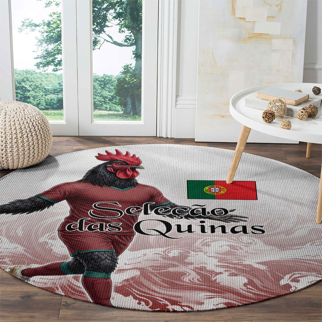 Portugal Football Selecao das Quinas Round Carpet Rooster Mascot Patriotic Ornate