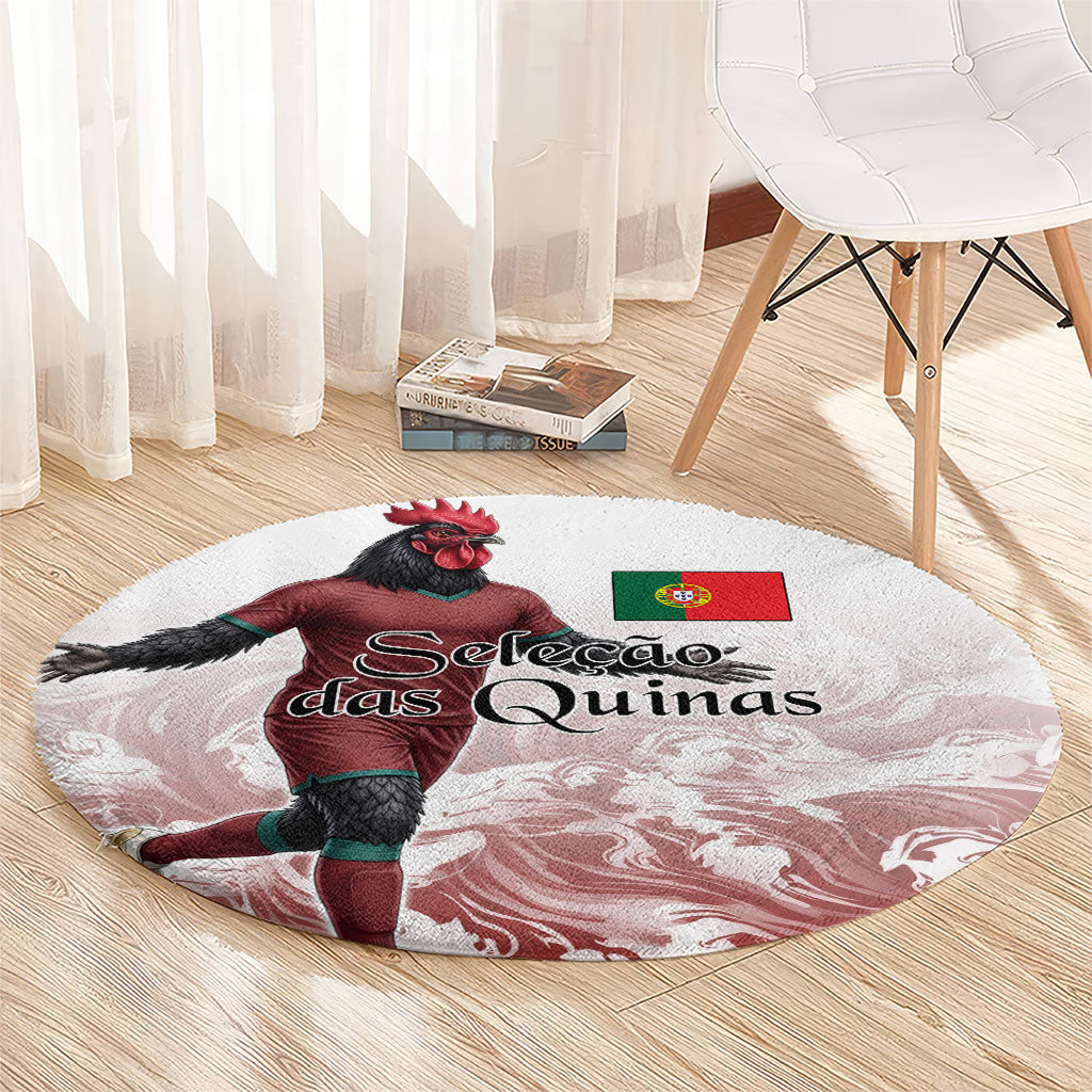 Portugal Football Selecao das Quinas Round Carpet Rooster Mascot Patriotic Ornate
