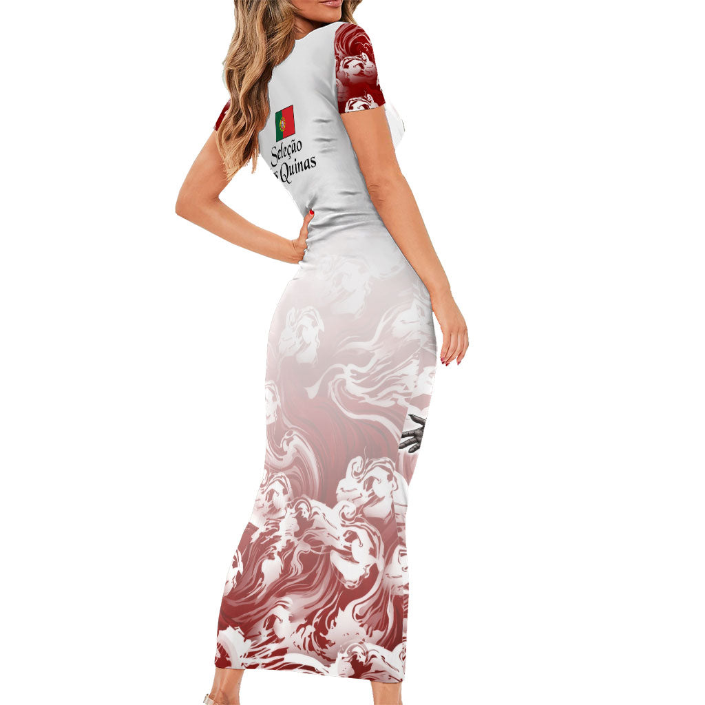 Portugal Football Selecao das Quinas Short Sleeve Bodycon Dress Rooster Mascot Patriotic Ornate