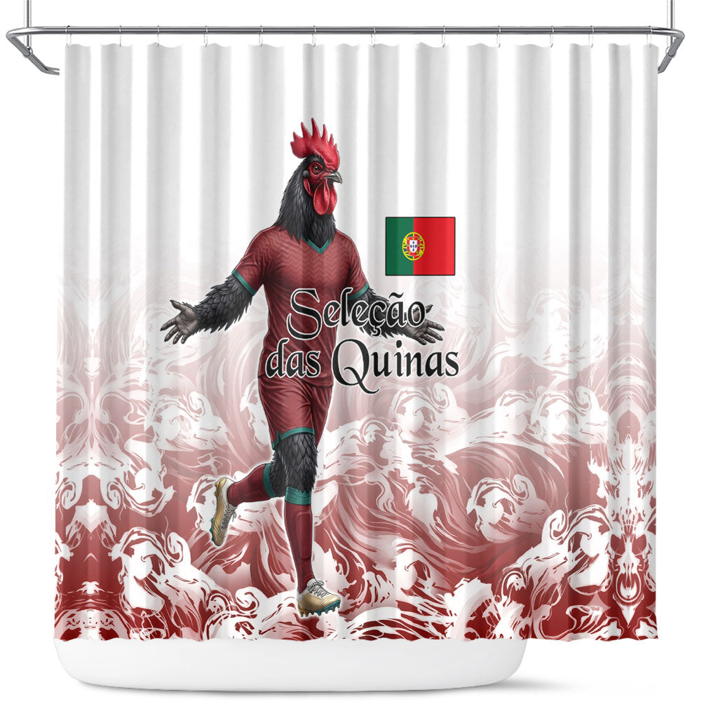 Portugal Football Selecao das Quinas Shower Curtain Rooster Mascot Patriotic Ornate