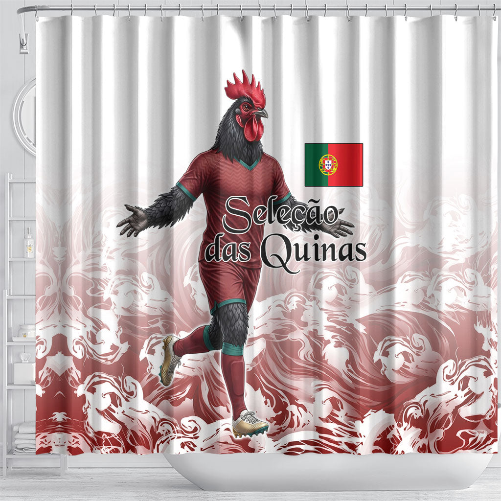 Portugal Football Selecao das Quinas Shower Curtain Rooster Mascot Patriotic Ornate