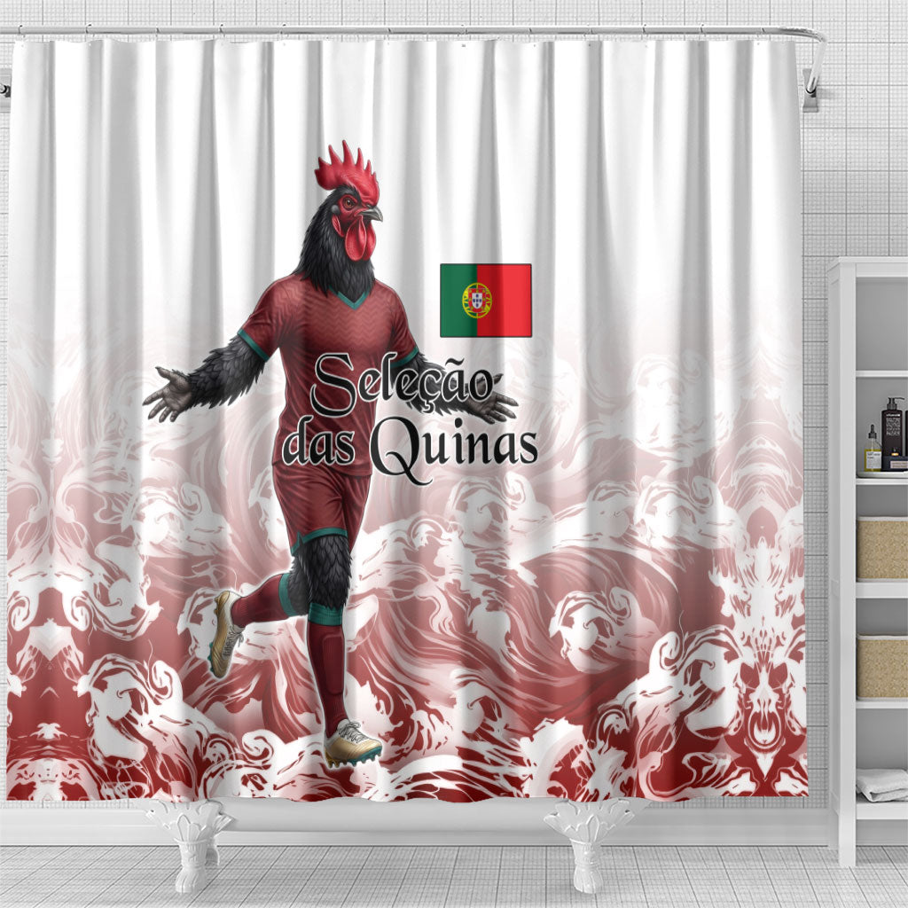 Portugal Football Selecao das Quinas Shower Curtain Rooster Mascot Patriotic Ornate