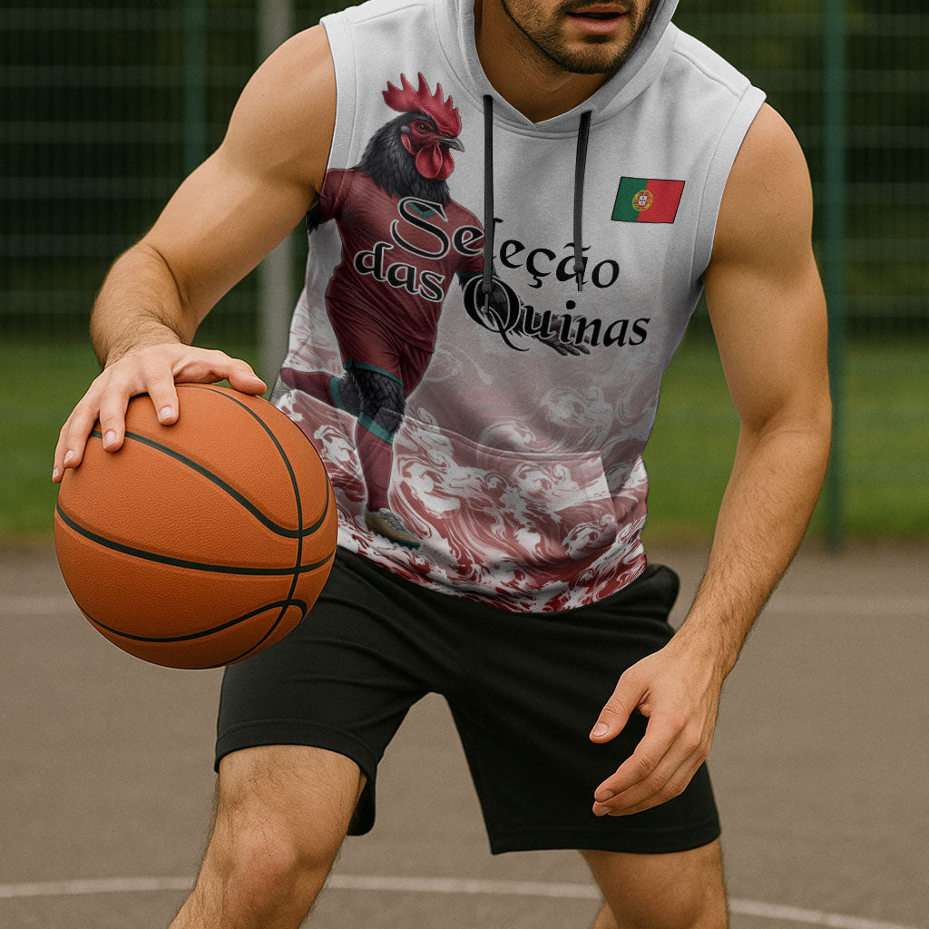 Personalized Portugal Football Selecao das Quinas Sleeveless Hoodie Rooster Mascot Patriotic Ornate