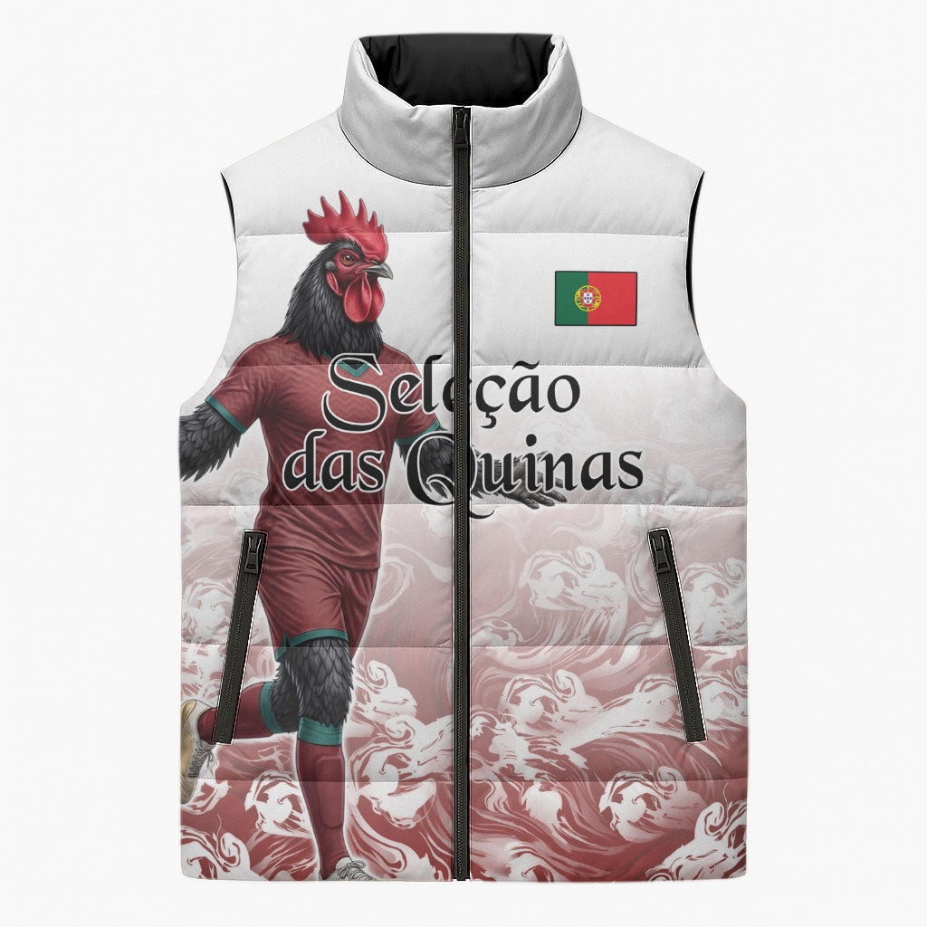 Personalized Portugal Football Selecao das Quinas Sleeveless Puffer Jacket Rooster Mascot Patriotic Ornate