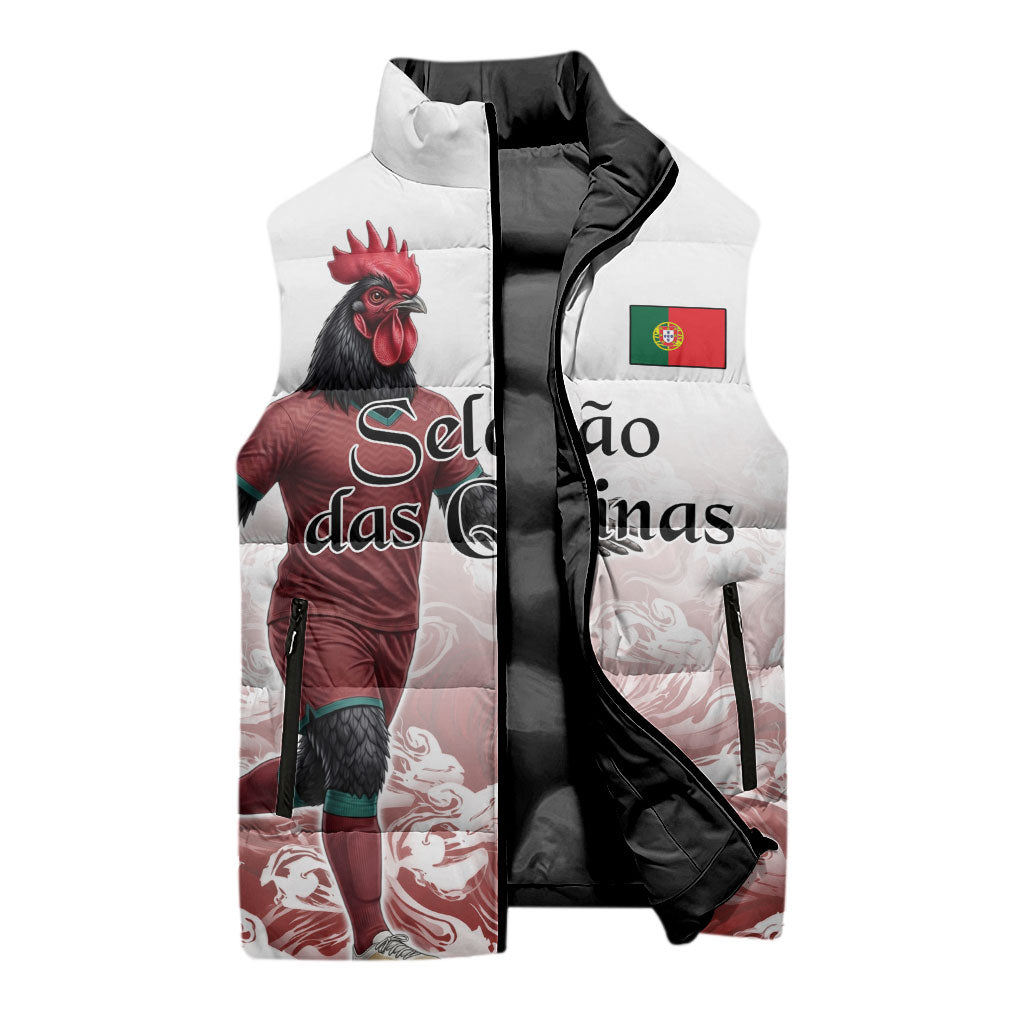 Personalized Portugal Football Selecao das Quinas Sleeveless Puffer Jacket Rooster Mascot Patriotic Ornate