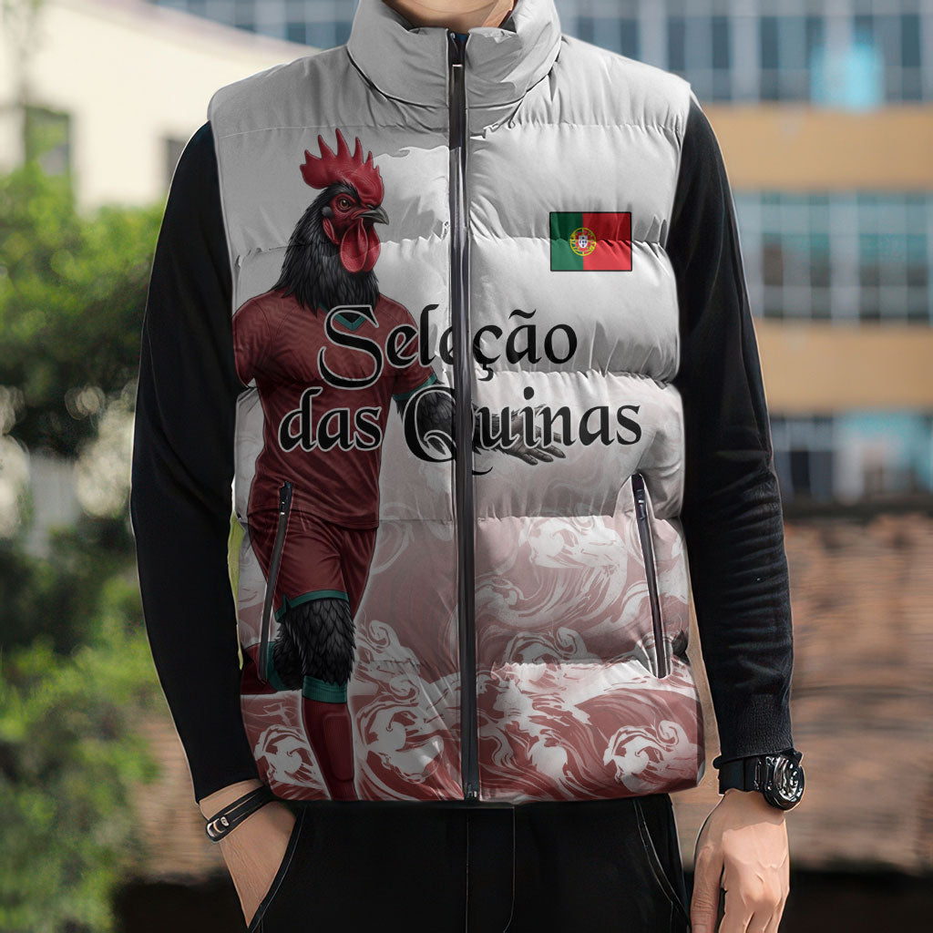 Personalized Portugal Football Selecao das Quinas Sleeveless Puffer Jacket Rooster Mascot Patriotic Ornate
