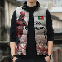 Personalized Portugal Football Selecao das Quinas Sleeveless Puffer Jacket Rooster Mascot Patriotic Ornate