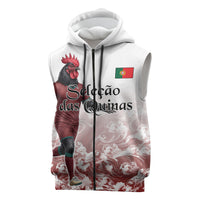 Personalized Portugal Football Selecao das Quinas Sleeveless Zip Hoodie Rooster Mascot Patriotic Ornate