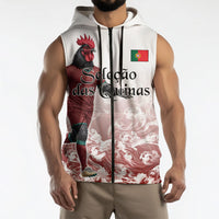 Personalized Portugal Football Selecao das Quinas Sleeveless Zip Hoodie Rooster Mascot Patriotic Ornate