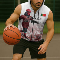Personalized Portugal Football Selecao das Quinas Sleeveless Zip Hoodie Rooster Mascot Patriotic Ornate