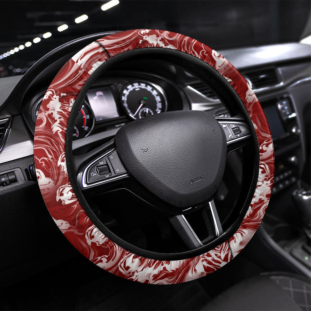 Portugal Football Selecao das Quinas Steering Wheel Cover Rooster Mascot Patriotic Ornate