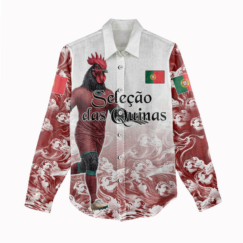 Personalized Portugal Football Selecao das Quinas Women Casual Shirt Rooster Mascot Patriotic Ornate