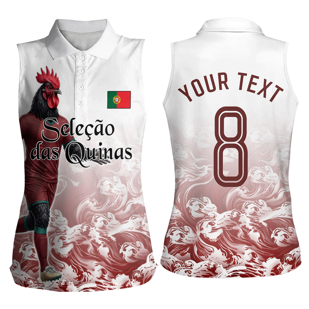 Personalized Portugal Football Selecao das Quinas Women Sleeveless Polo Shirt Rooster Mascot Patriotic Ornate