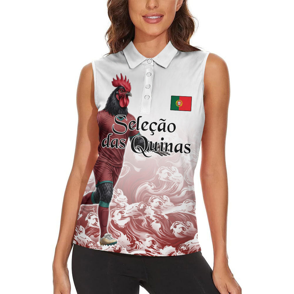 Personalized Portugal Football Selecao das Quinas Women Sleeveless Polo Shirt Rooster Mascot Patriotic Ornate