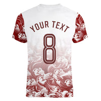 Personalized Portugal Football Selecao das Quinas Women V-Neck T-Shirt Rooster Mascot Patriotic Ornate