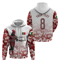 Personalized Portugal Football Selecao das Quinas Zip Hoodie Rooster Mascot Patriotic Ornate