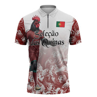 Personalized Portugal Football Selecao das Quinas Zipper Polo Shirt Rooster Mascot Patriotic Ornate