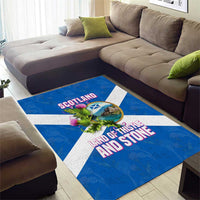 Scotland Area Rug with Blue Saltire Flag with Thistle Flowers Highland Landscape and Land of Thistle and Stone - Wonder Print Shop