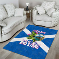 Scotland Area Rug with Blue Saltire Flag with Thistle Flowers Highland Landscape and Land of Thistle and Stone - Wonder Print Shop