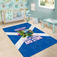Scotland Area Rug with Blue Saltire Flag with Thistle Flowers Highland Landscape and Land of Thistle and Stone - Wonder Print Shop