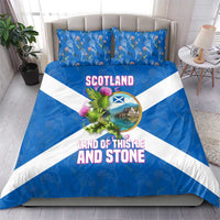 Scotland Bedding Set with Blue Saltire Flag with Thistle Flowers Highland Landscape and Land of Thistle and Stone - Wonder Print Shop