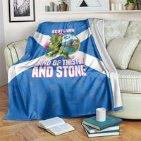 Scotland Blanket with Blue Saltire Flag with Thistle Flowers Highland Landscape and Land of Thistle and Stone - Wonder Print Shop