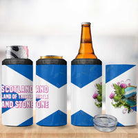 Scotland 4 in 1 Can Cooler Tumbler with Blue Saltire Flag with Thistle Flowers Highland Landscape and Land of Thistle and Stone - Wonder Print Shop