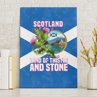 Scotland Canvas Wall Art with Blue Saltire Flag with Thistle Flowers Highland Landscape and Land of Thistle and Stone - Wonder Print Shop