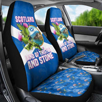 Scotland Car Seat Cover with Blue Saltire Flag with Thistle Flowers Highland Landscape and Land of Thistle and Stone - Wonder Print Shop