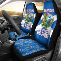 Scotland Car Seat Cover with Blue Saltire Flag with Thistle Flowers Highland Landscape and Land of Thistle and Stone - Wonder Print Shop