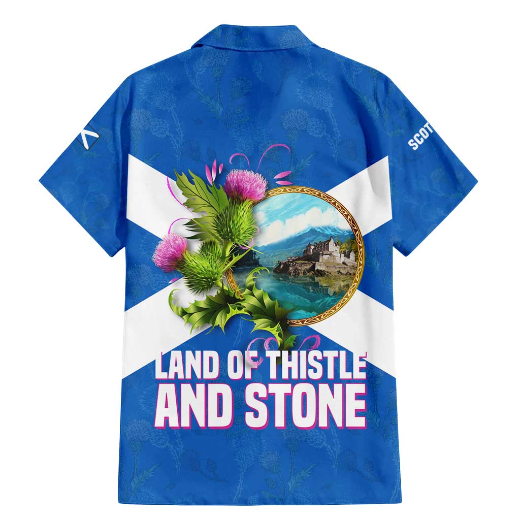 Scotland Family Matching Mermaid Dress and Hawaiian Shirt with Blue Saltire Flag with Thistle Flowers Highland Landscape and Land of Thistle and Stone - Wonder Print Shop
