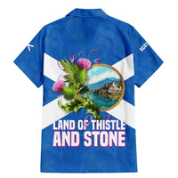 Scotland Family Matching Mermaid Dress and Hawaiian Shirt with Blue Saltire Flag with Thistle Flowers Highland Landscape and Land of Thistle and Stone - Wonder Print Shop